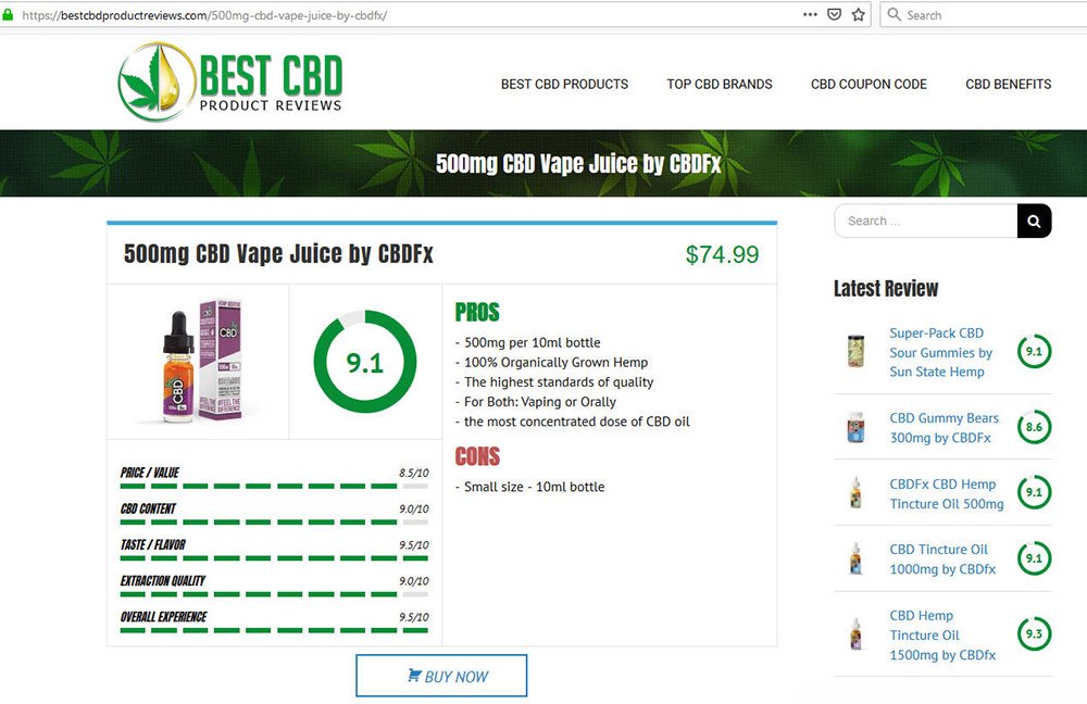 best cbd products reviews website design